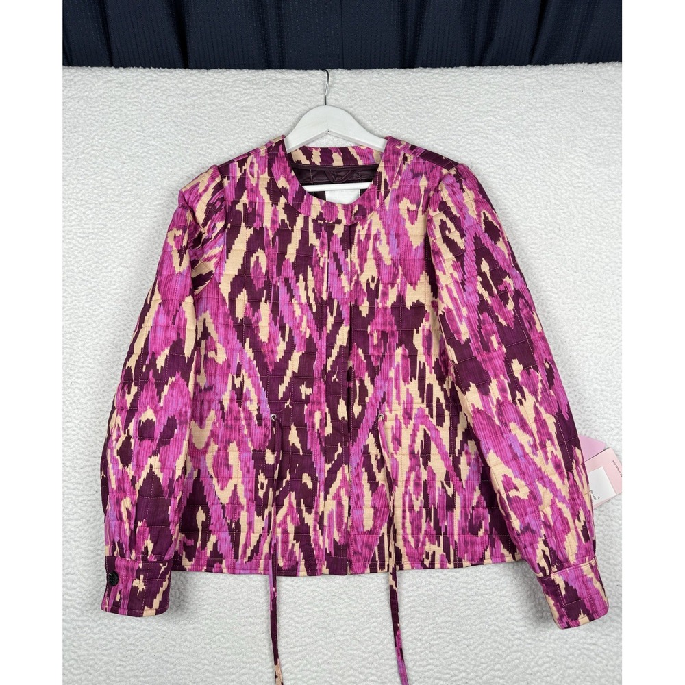 NEW - AVEC LES FILLES IKAT Print Quilted Cotton Jacket Pink - Women's Medium